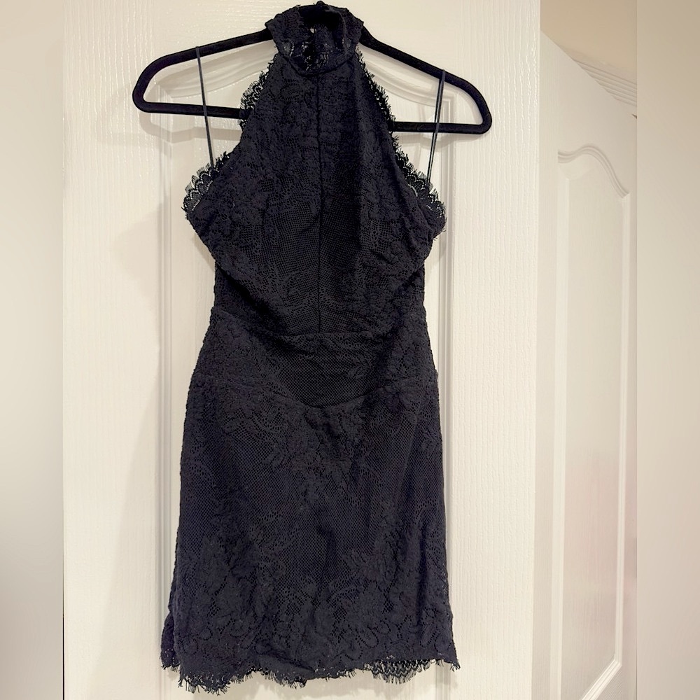 Free People Navy Lace Open Back Dress